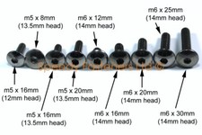 Triumph Aprilia Ducati BMW etc Stainless Fairing Cowl Bolts Select m5 m6 Bolt mm