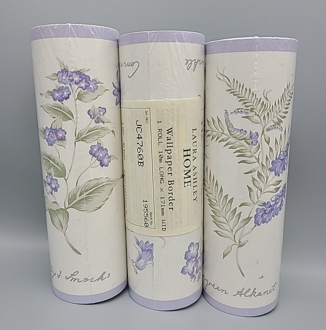 Laura Ashley Home Floral Wallpaper Border: 3 Rolls Periwinkle | eBay