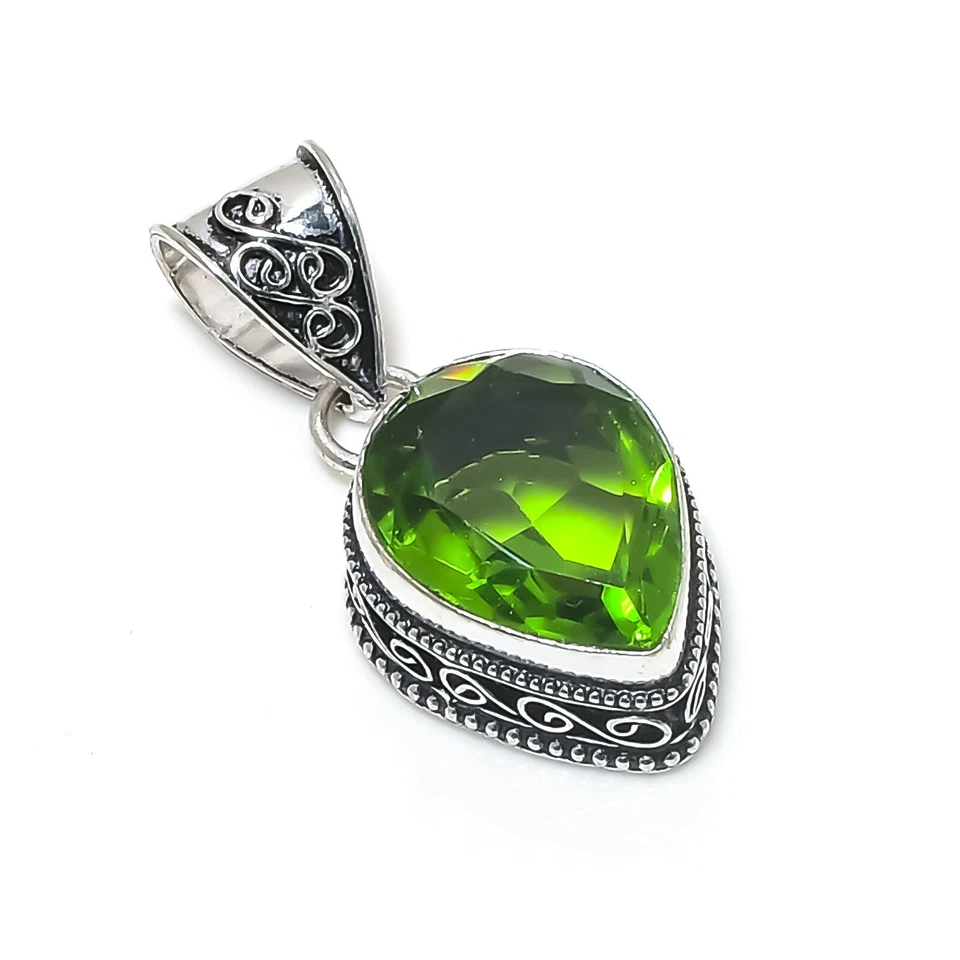 Peridot Gemstone Handmade 925 Sterling Silver Pendant August Birthstone - Image 4 of 4