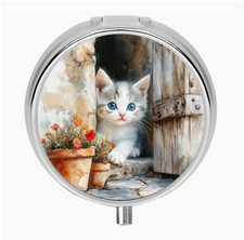 Kitten Cat pill box medicine Trinket NEW Free Ship 2 Inch Stocking Stuffer