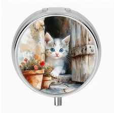 Kitten Cat pill box medicine Trinket NEW Free Ship 2 Inch Stocking Stuffer 