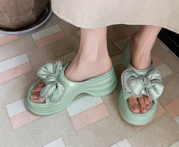 SAOLA Scarpe donna moda estiva nuove tinte massello comode nodo fiocco suola spessa