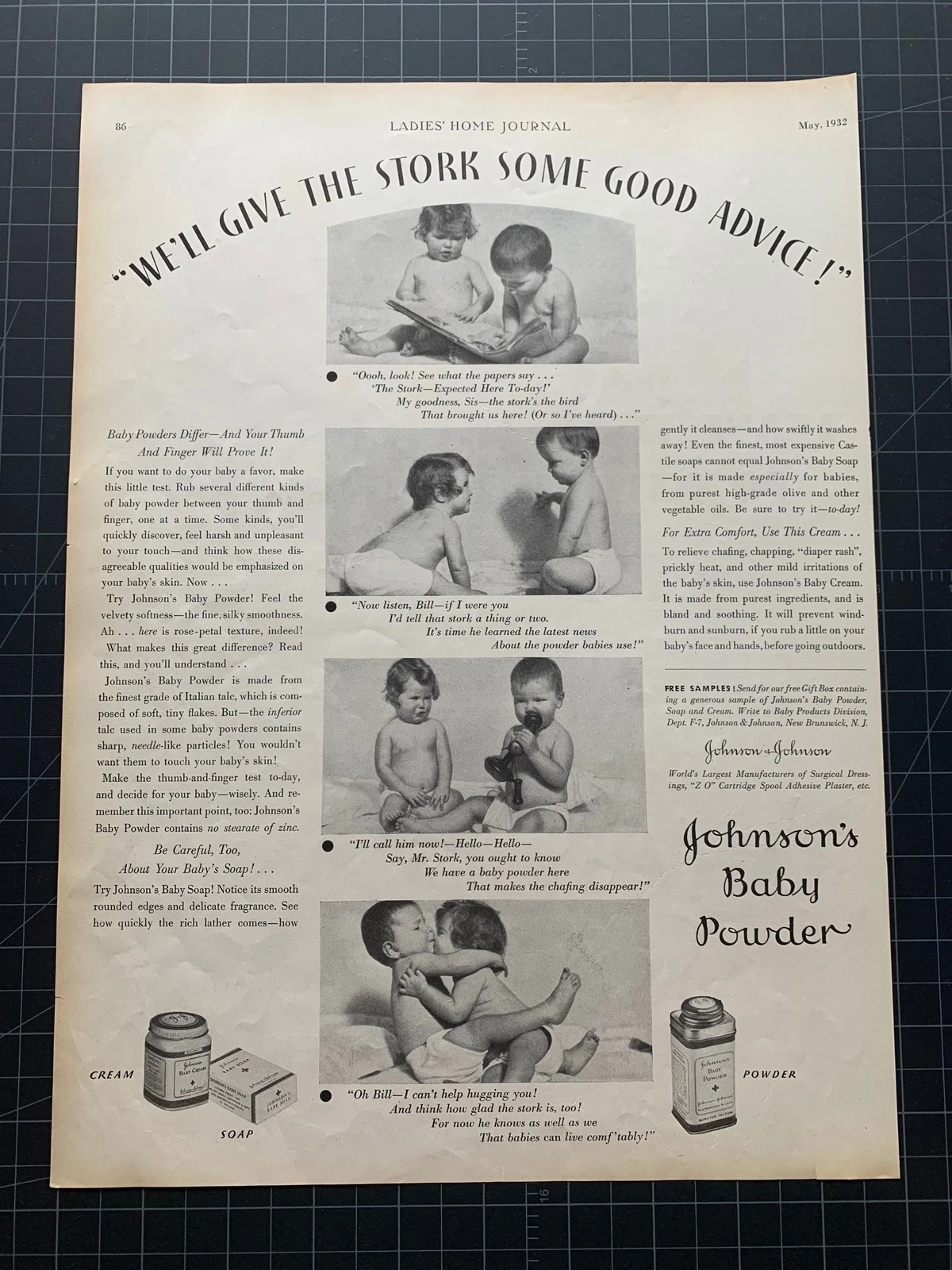 Vintage 1932 Johnson’s Baby Powder Print Ad