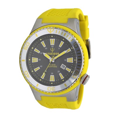 POSEIDON Herren-Armbanduhr XL Silikon UP00615 Gelb/Anthrazit