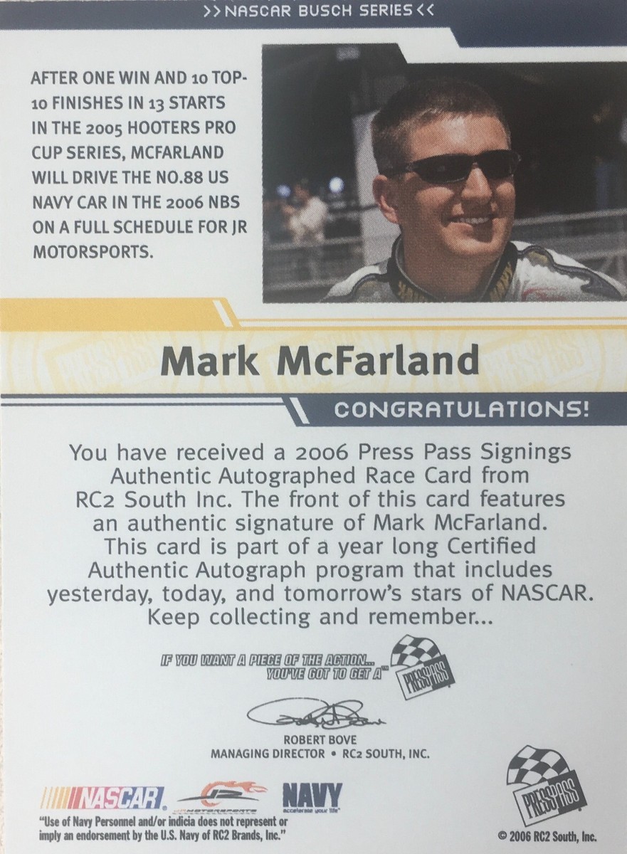 2006 Press Pass Signings Gold /50 Autograph Card NASCAR Driver