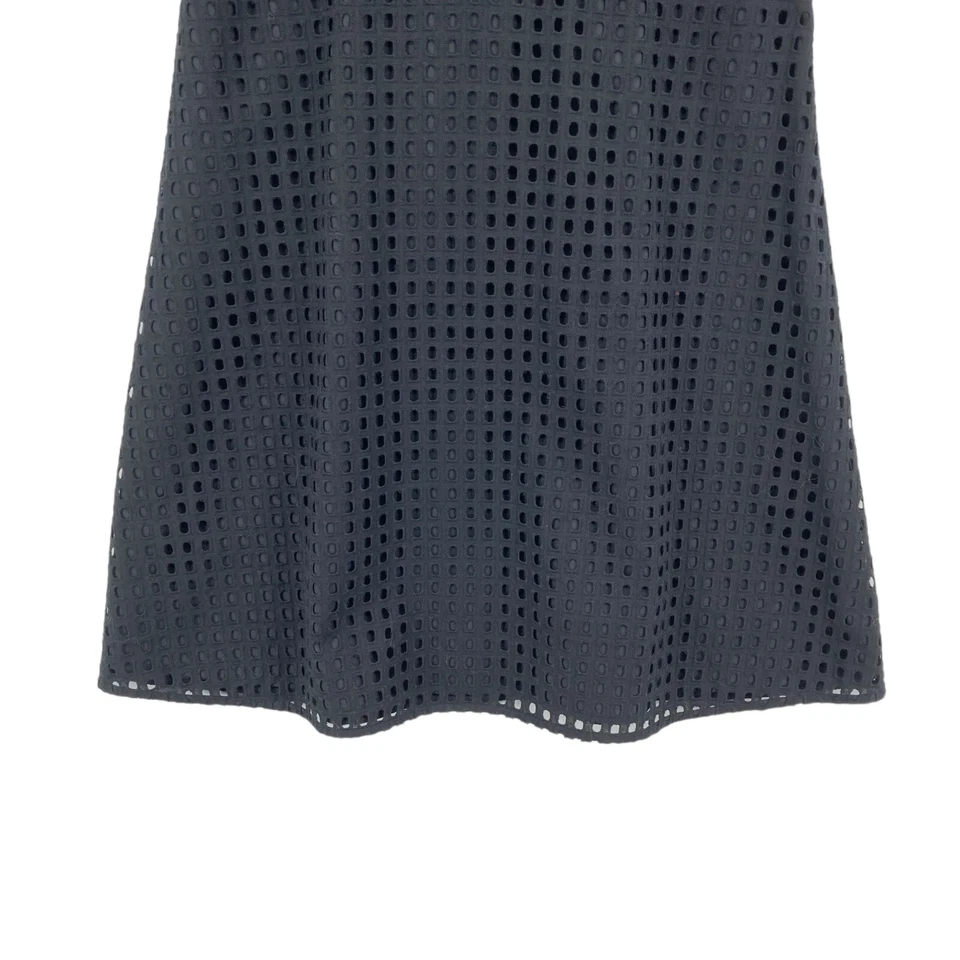 J.CREW Fit & Flare Dress Womens Size 2 Black Eyelet Knit 100% Cotton Back Zipper - Image 3 of 4