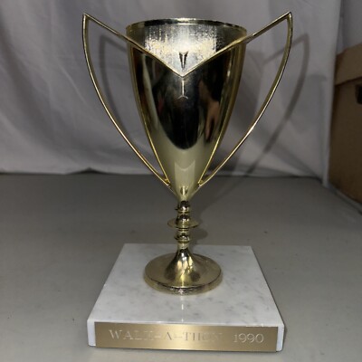 Rare Vintage 1990 Walk-A-Thon Trophy With Marble Base Superior Trophy Co Philly