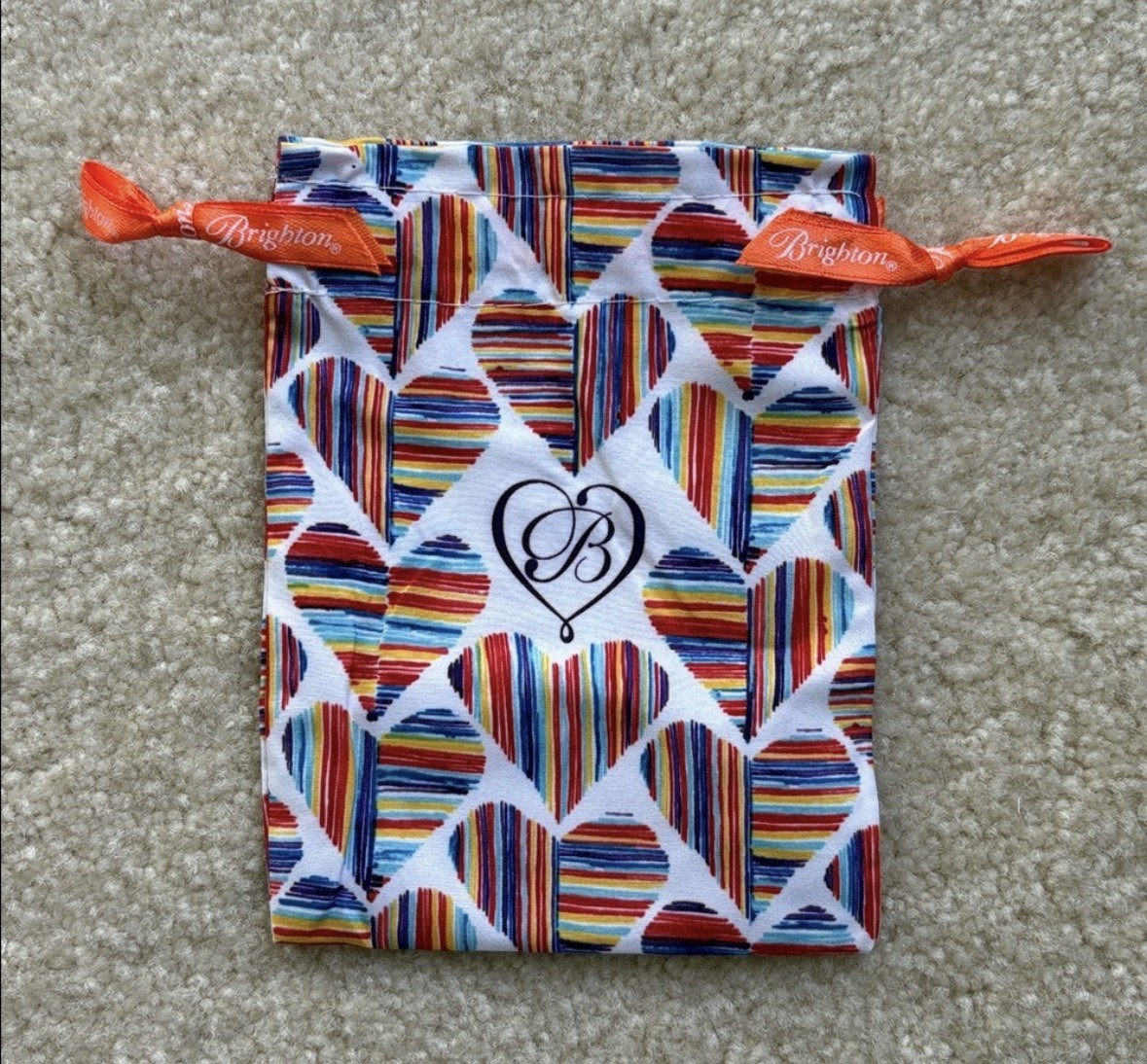 Brighton Drawstring Bag Heart Pattern Rainbow Sma… - image 1