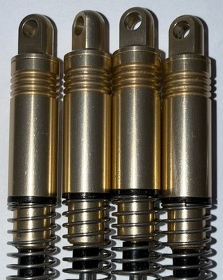 Tamiya TLT-1 Rock Buster Front & Rear Gold Shocks Rc Truck Juggernaut Shocks