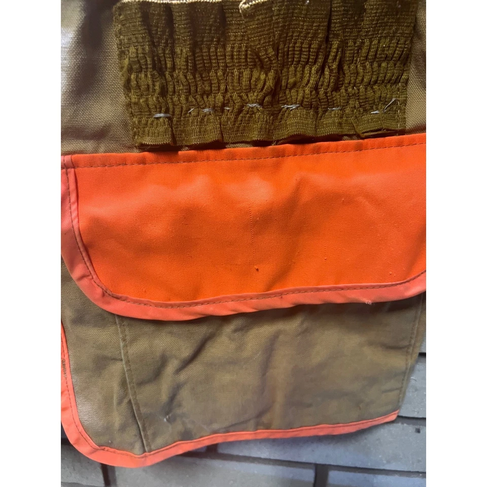 VTG Bak Men Hunting Vest Pockets Orange Trim Workwear Tan L/XL Made in USA - Image 4 of 4