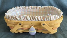 Longaberger 2005 EASTER BASKET Plaid Liner & Protector & Tie On