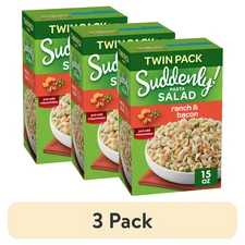 (3 pack) Suddenly Salad Ranch & Bacon Pasta Salad Mix with Vegetable Blend & Sea