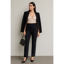 Vintage Prada Pleated Trousers Black Pants Nylon Stretch Officewear 44