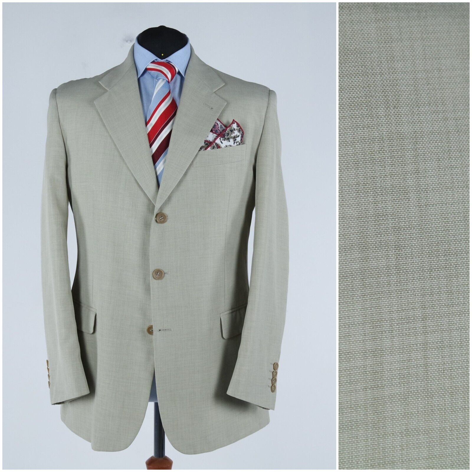 Mens Beige Sport Coat 42R US Size STUDIO CONBIPEL Blazer Vintage Jacket