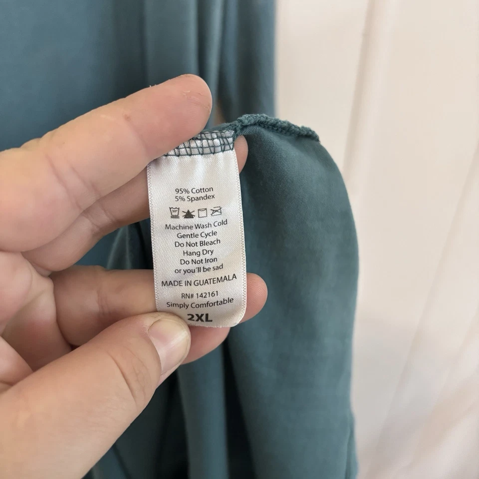 Vestido Lularoe verde azulado lavado hasta la rodilla ceñido al cuerpo manga larga 2XL Foto 4 de 4