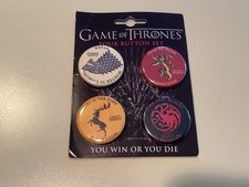 Game of Thrones Set of 4 Pins Buttons Official HBO Product Winter Is Coming