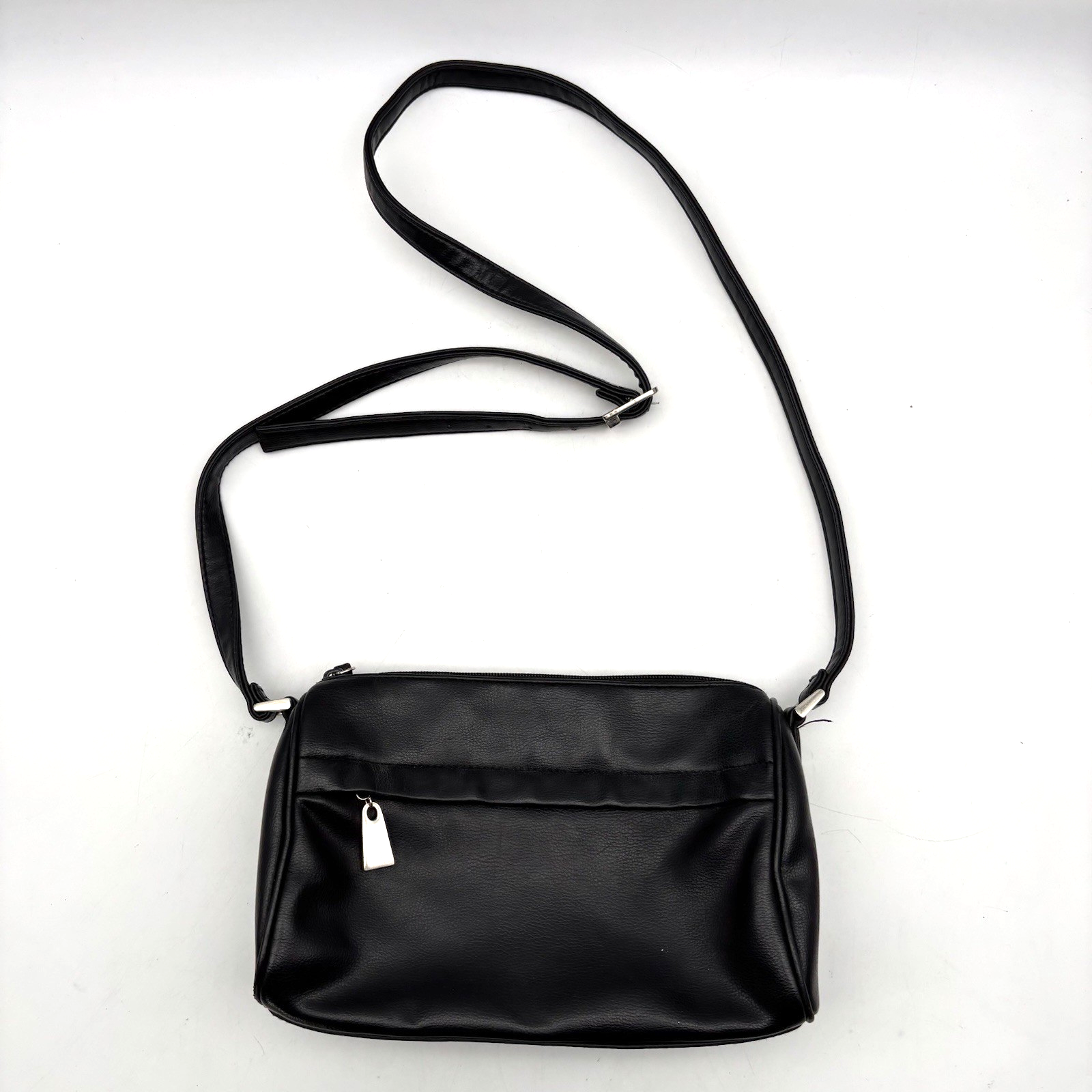 Koltov Black Coated Faux Leather Travel Organizer Crossbody Purse 9.5x6.5