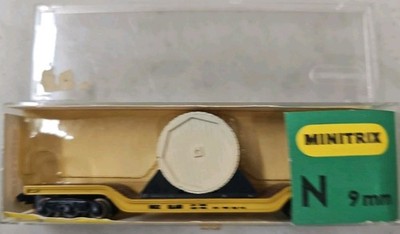 N Ga. Minitrix #3119 Flatcar Heavy Duty Depressed Center. Rock Island. LN (14C)