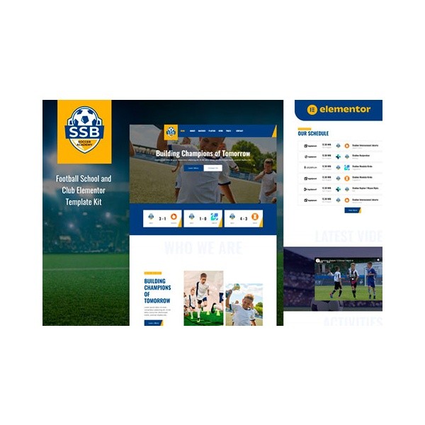 ⭐ SSB – Football School & Club Elementor Template Kit ✅ GPL - Multi-sitios | ...