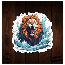 Lion Head Wave - Vinyl Decal Sticker - Car Window Laptop - ebn9508