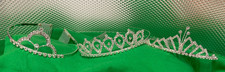 LOT of 3 silver metal RHINESTONE TIARAS crystal dance beauty pageant crowns