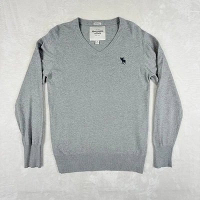 Abercrombie & Fitch Pullover Herren S Grau Muscle Moose V-ausschnitt - Bild 1 von 4