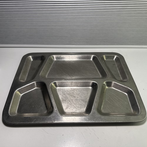 Vintage Military Stainless Steel Mess Hall Trays Camping Picnic Set Of 2