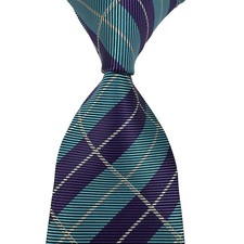 New Luxury Stripe Purple Blue Beige Jacquard Woven 100 Silk Men's Tie Necktie