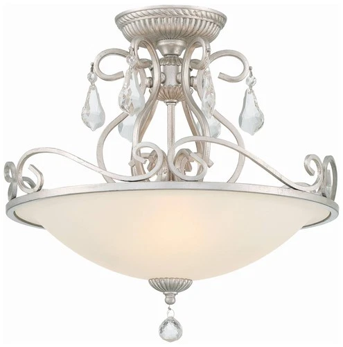 Crystorama Ashton 16 1/2" Silver Scrolls and Crystal Ceiling Light - Picture 2 of 6