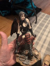 Veronese Design Statue 2008 Figure Goth Girl Angel Dark Wings Vamp Skull Fantasy