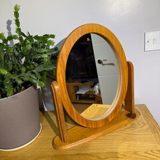 Vintage Wooden Oval Dressing Table Mirror | Tilting Toilet Psyche Mirror 42cm