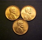 1955-PDS Set Ch BU Red Lincoln Wheat Cents-3 Great Collector Coins-c7020xux