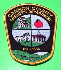 CANNON COUNTY  TENNESSEE  EST.1836  4 7/8" SHERIFF  PATCH  FREE SHIPPING!!!