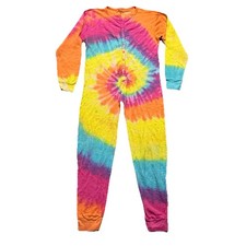 Follow Me Size XL Tie Dye Thermal One Piece Pajamas Long John’s Colorful Buttons