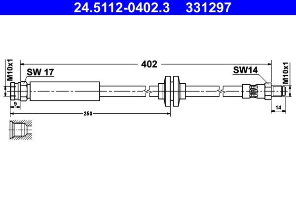 Ate Bremsschlauch 24.5112-0402.3 FüR Opel Fiat CitroËN Alfa Romeo Peugeot-image