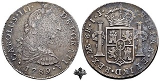 PERU 8 reales 1789 SILVER Silbermünze Carlos III