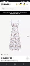 House Of CB Dionne Off White Floral Print Midi Length Dress Medium Worn One NIB
