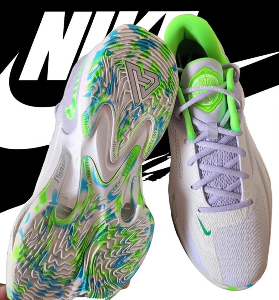 Nike Zoom Freak 4 Basketball Shoes White/Lime Green Lace-Up - Image 4 of 4