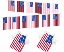 2 Packs American USA Mini Flag Banner String Small Miniature Hanging Flags for