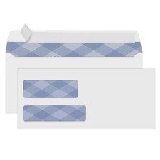 500 9 Double Window Security Envelopes, NO.9 Self Seal White Envelopes Design...