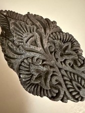 3 Vintage Wooden Hand Carved Textile Printing Fabric Block Stamps  (3)