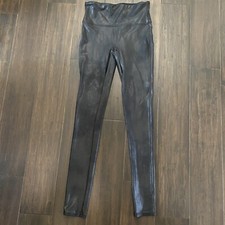 SPANX By SARA Black Blakey Faux Leather Leggings Size Small