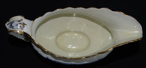W.A. Adderley & Co. England Malta Flow Blue Gravy Boat with Underplate Gold Trim - Picture 8 of 10