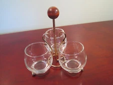3 Glass Cup Tea Light Candle Holder with Brass Metal Holder