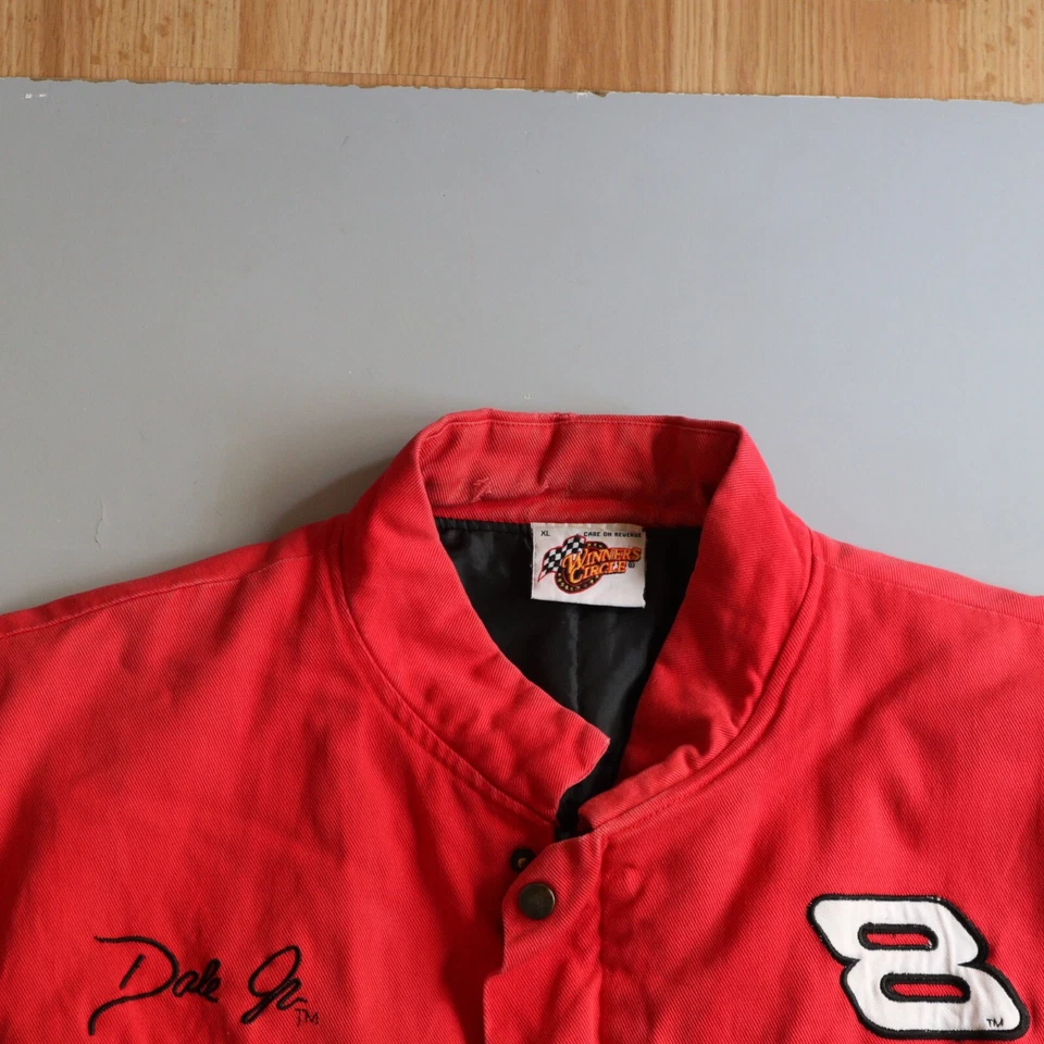 Vtg DALE EARNHARDT JR NASCAR Jacket Mens XL Racing Worn Distressed Faded USED - Image 2 of 4