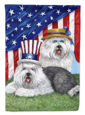 Old English Sheepdog USA Patriotic Flag Garden Size PPP3121GF
