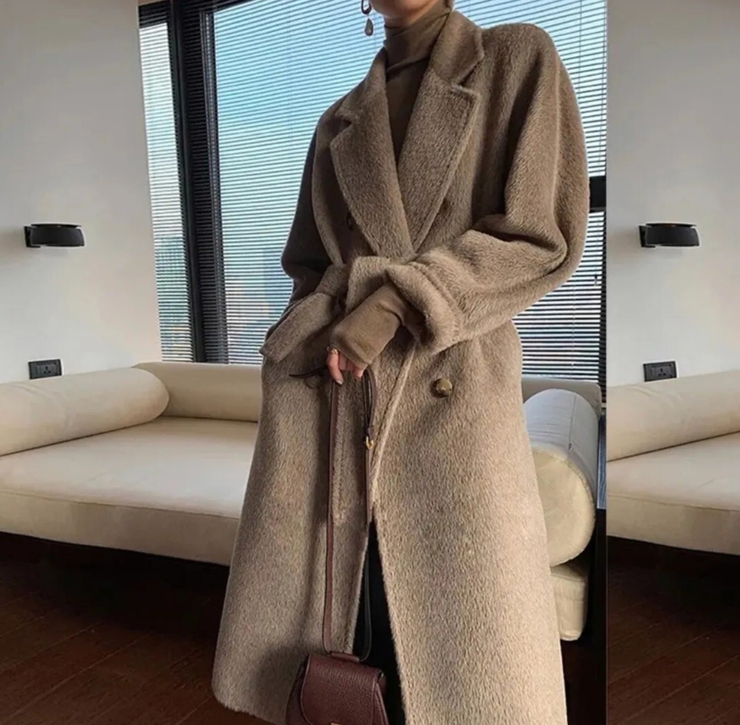 Handmade Luxury Alpaca Wool Blend With Mulberry Silk Long Coat image 3