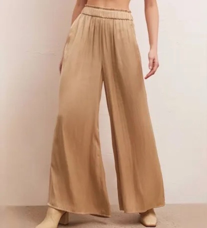 Z Supply   ESTATE LUXE SHEEN WIDE LEG PANT- RATTAN - ZP233824 ( L )