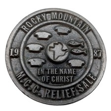 Rocky Mountain Belt Buckle 1987 Mennonite Relief Sale In The Name Of Christ