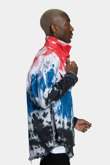 Victorious Men's Casual Faded and Multi Color Denim Jacket